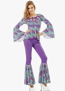 Hauntlook Disco Diva Women’s Halloween Costume Funky Foxy Adult Hippie Outfit XL